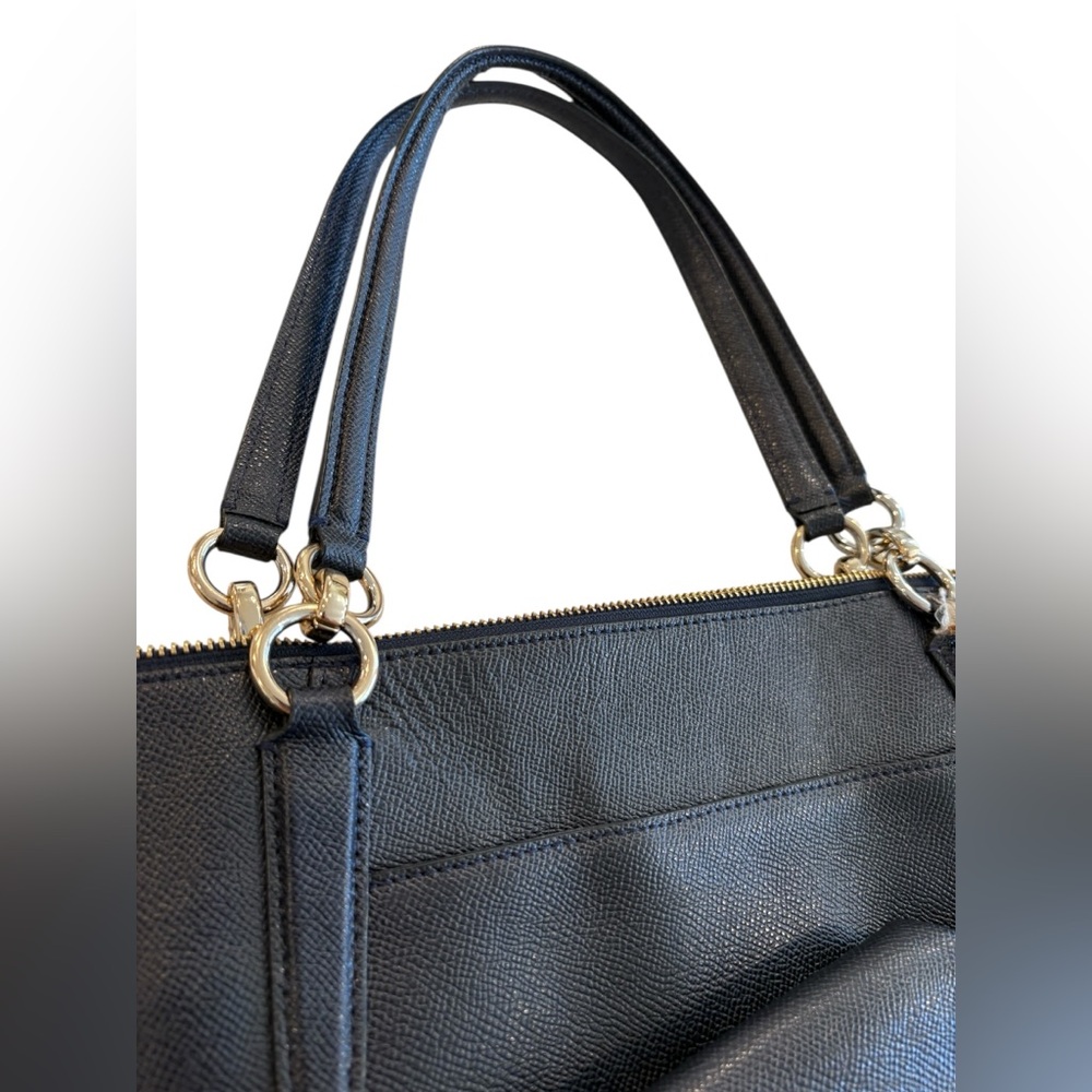 Coach Black Leather Double-Handle Tote - Picture 8 of 16